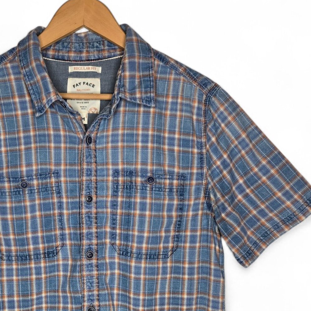Fat Face Camp Plaid Button Down Shirt Men's Campfire Ranch Short Sleeve M